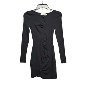 Johansen Prula Cutout Button Long Sleeve Bodycon Black Mini Dress Women's Sz XXS